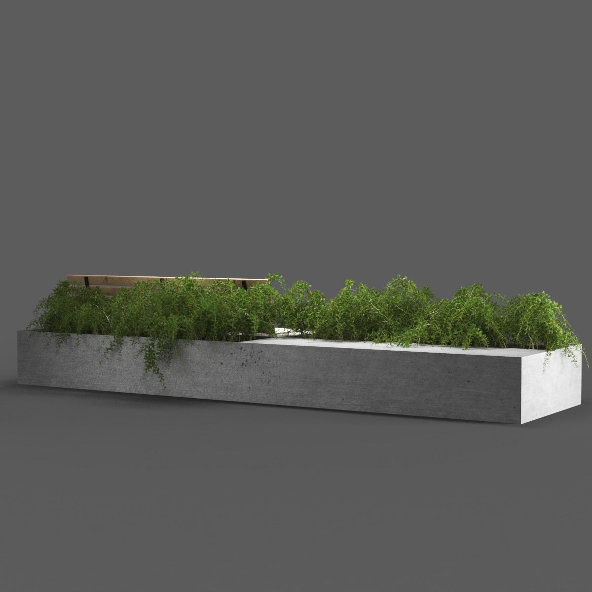 bench349 concrete bench with plants in it 3D model_5