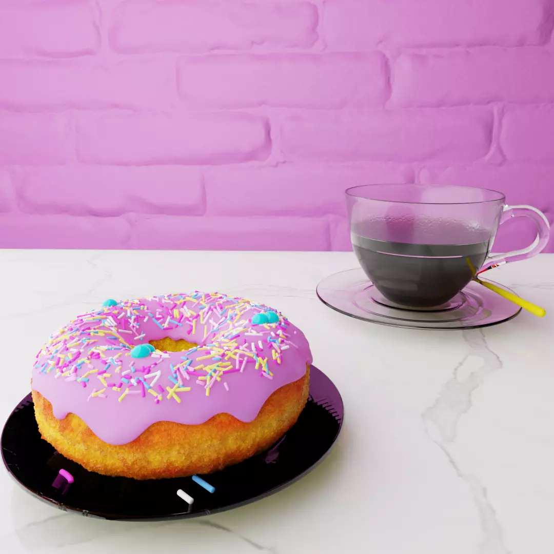 Doughnut And Coffee Cup 3D model_0