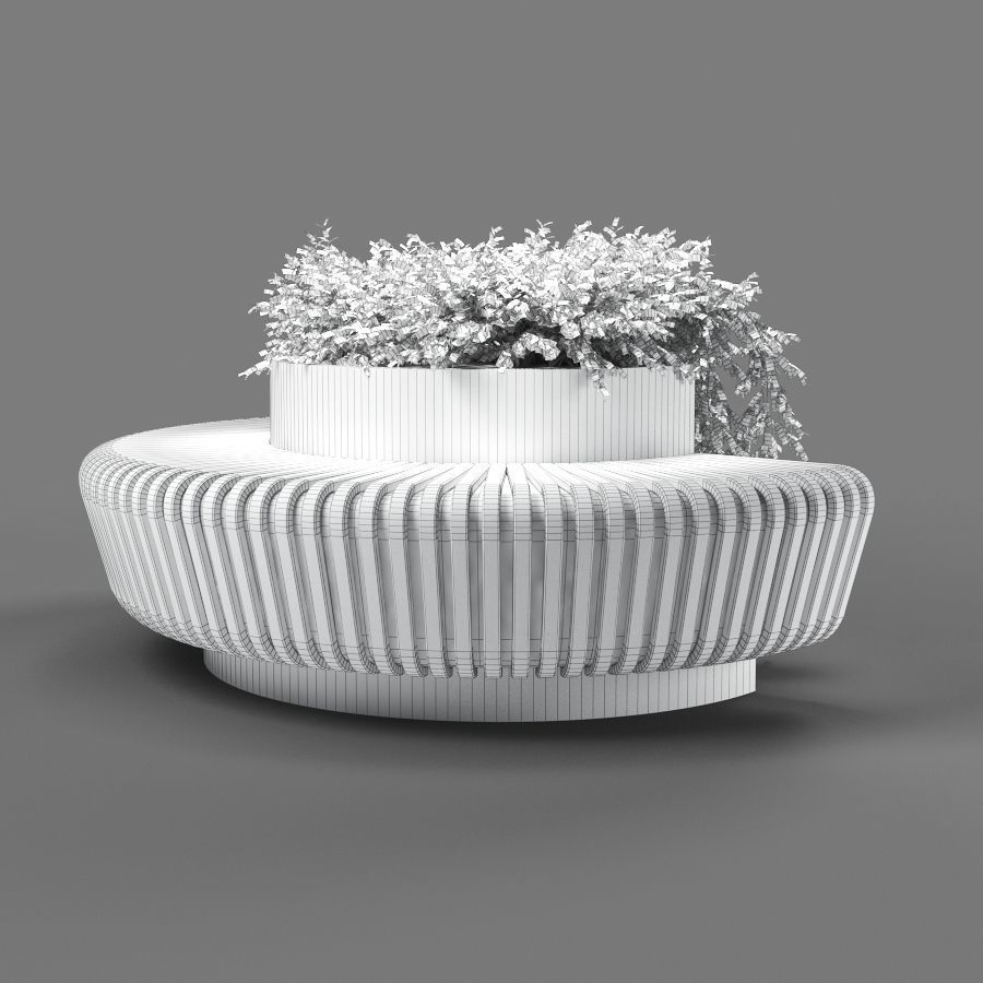 bench355 concrete bench with plants 3D model_3