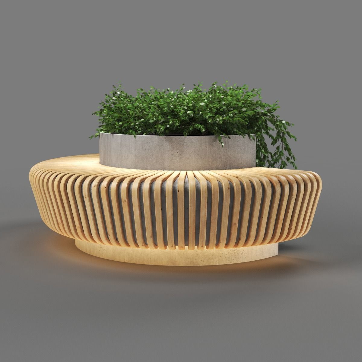 bench355 concrete bench with plants 3D model_4