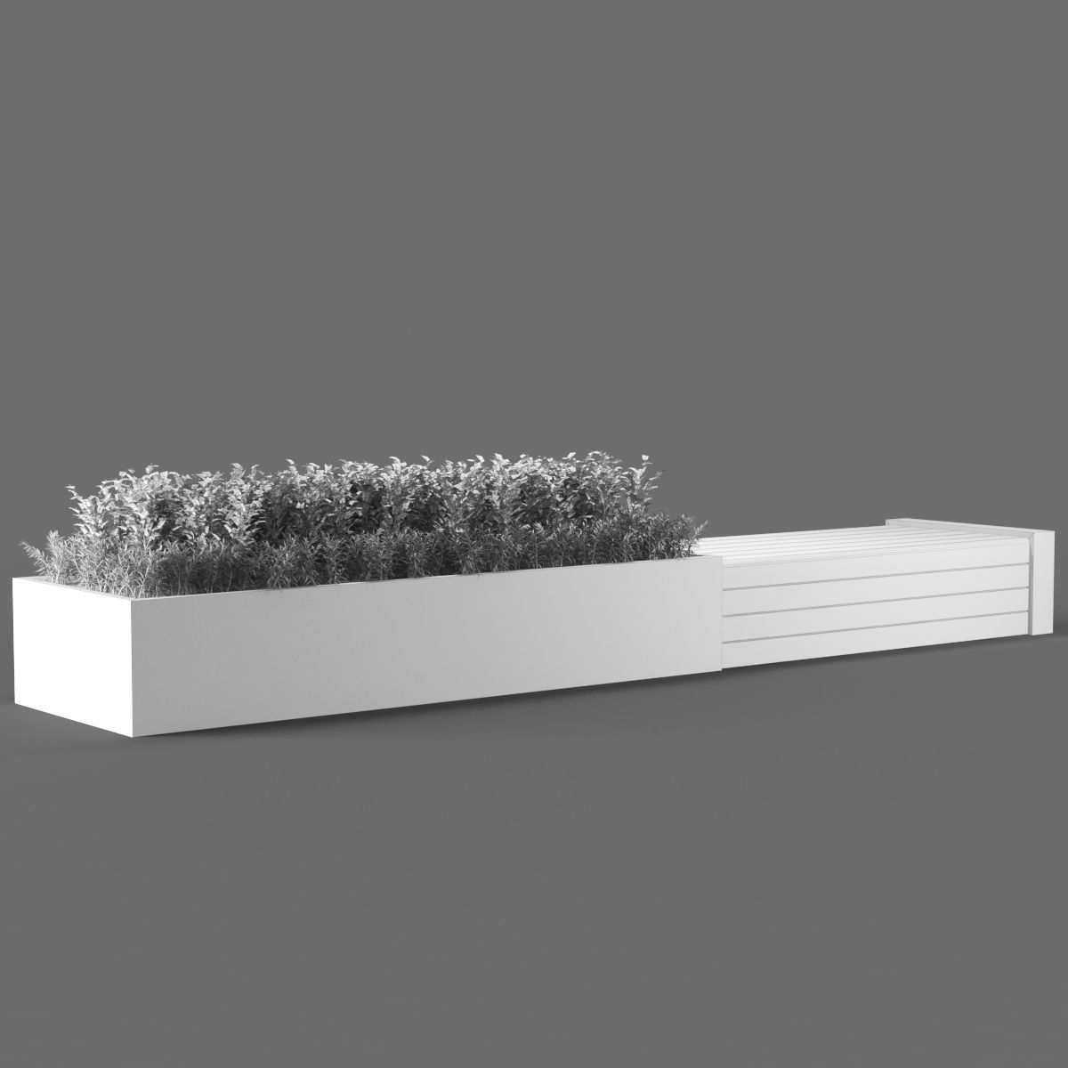 bench457 concrete bench with plants 3D model_2