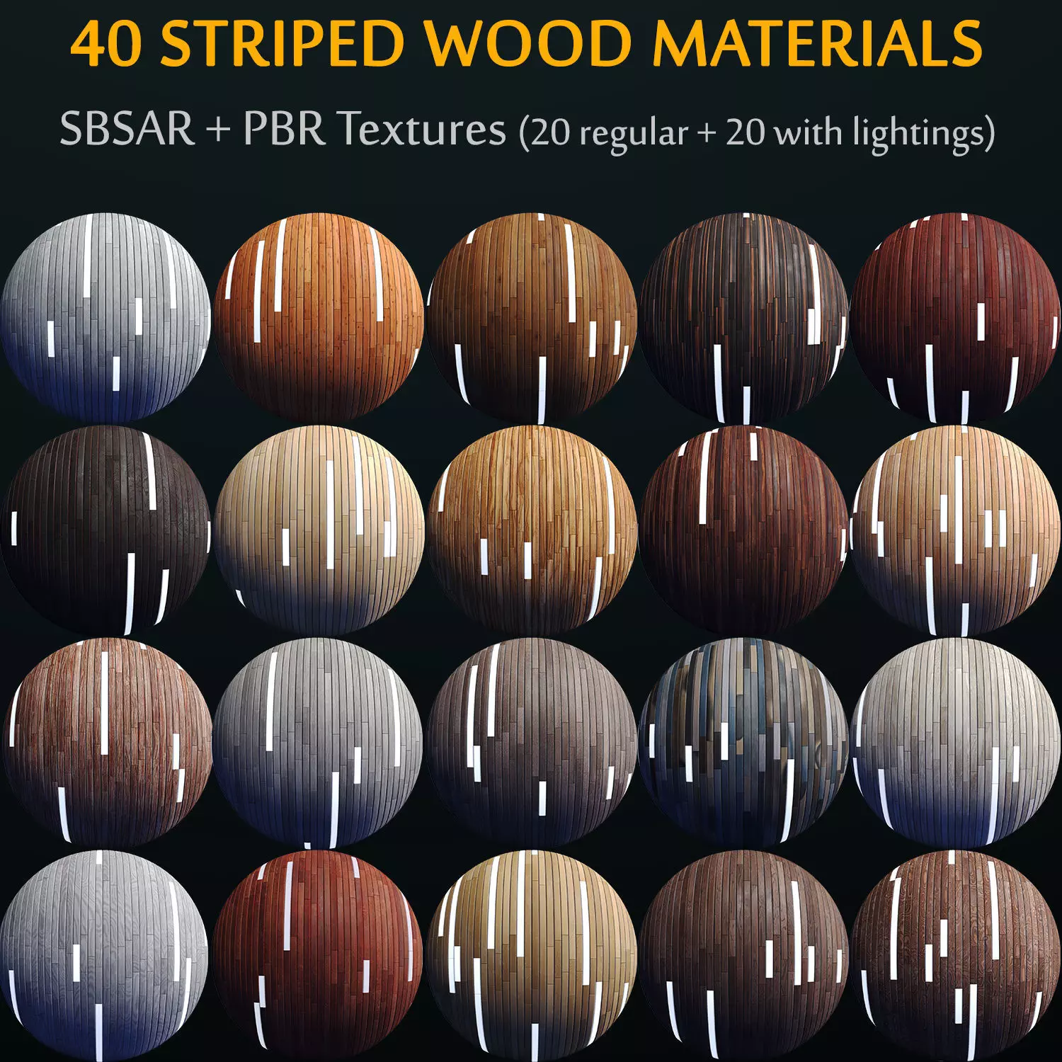 20 Striped Wood Materials 02 - SBSAR - PBR Maps - 4K  Texture_0