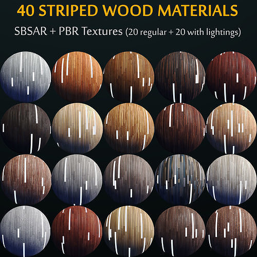 20 Striped Wood Materials 02 - SBSAR - PBR Maps - 4K  Texture
