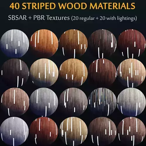20 Striped Wood Materials 02 - SBSAR - PBR Maps - 4K  Texture