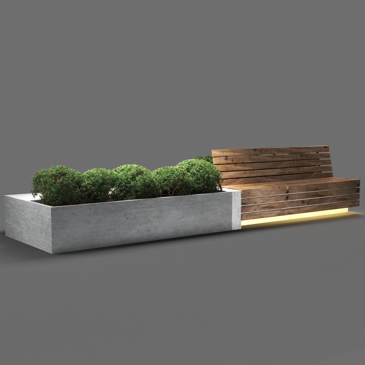 bench711 wooden bench with plants in it 3D model_1