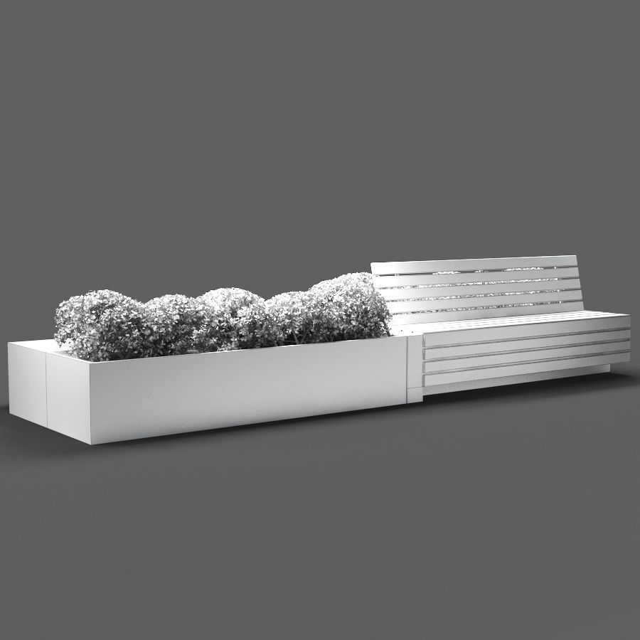 bench711 wooden bench with plants in it 3D model_3