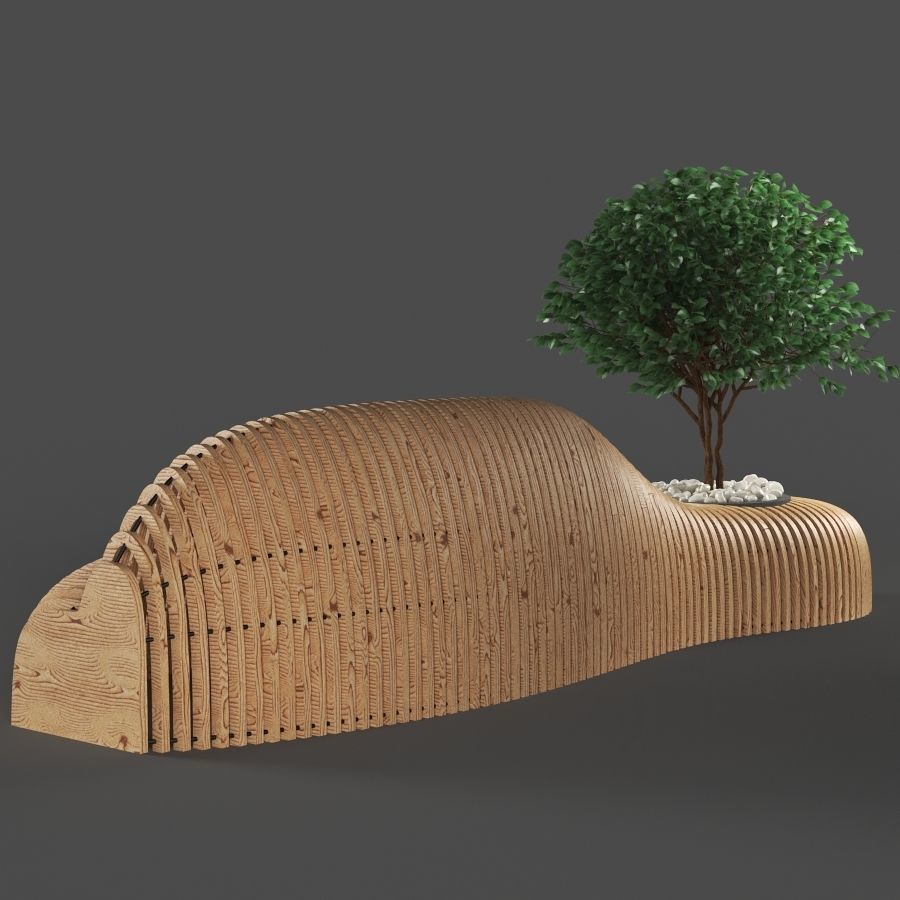 bench737 bench made from corrugated cardboard 3D model_3
