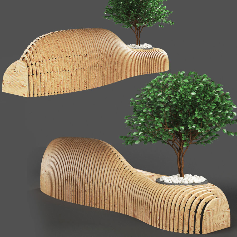 bench737 bench made from corrugated cardboard 3D model_1