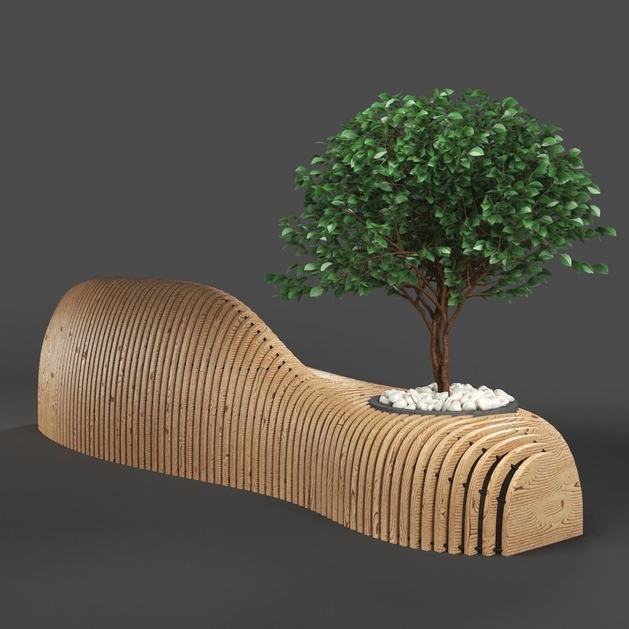 bench737 bench made from corrugated cardboard 3D model_2