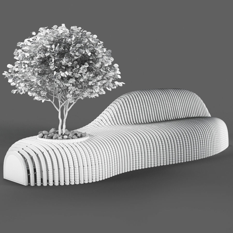 bench737 bench made from corrugated cardboard 3D model_7