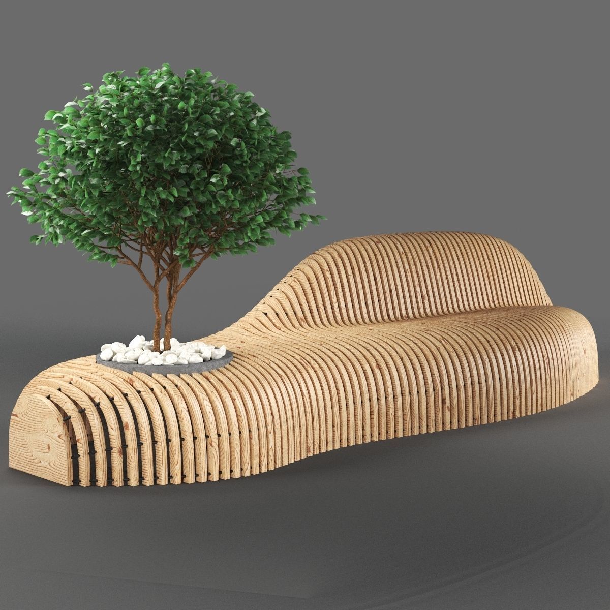 bench737 bench made from corrugated cardboard 3D model_4