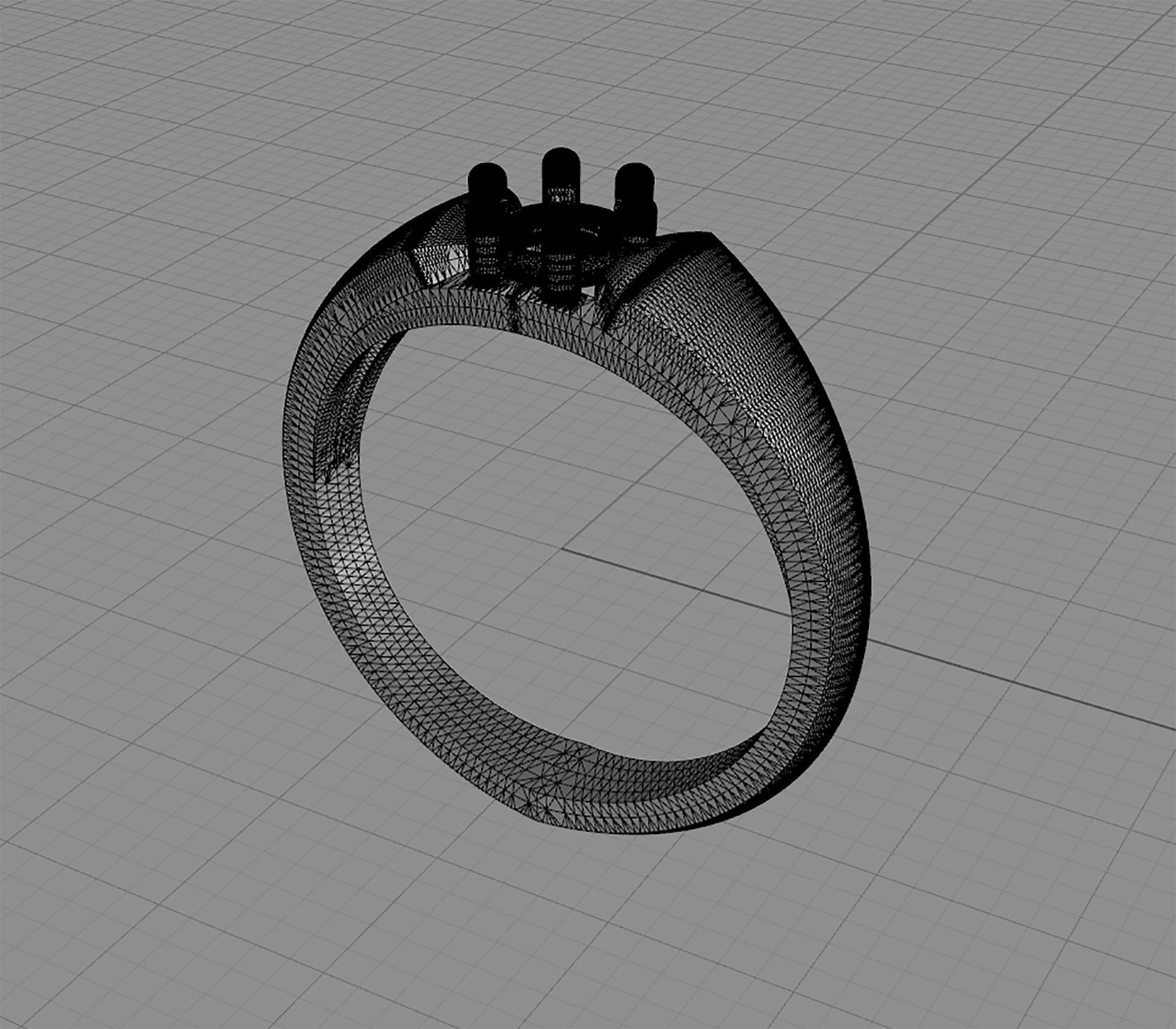 D-1105 solitaire diamond engagement ring gold 3D print model_6
