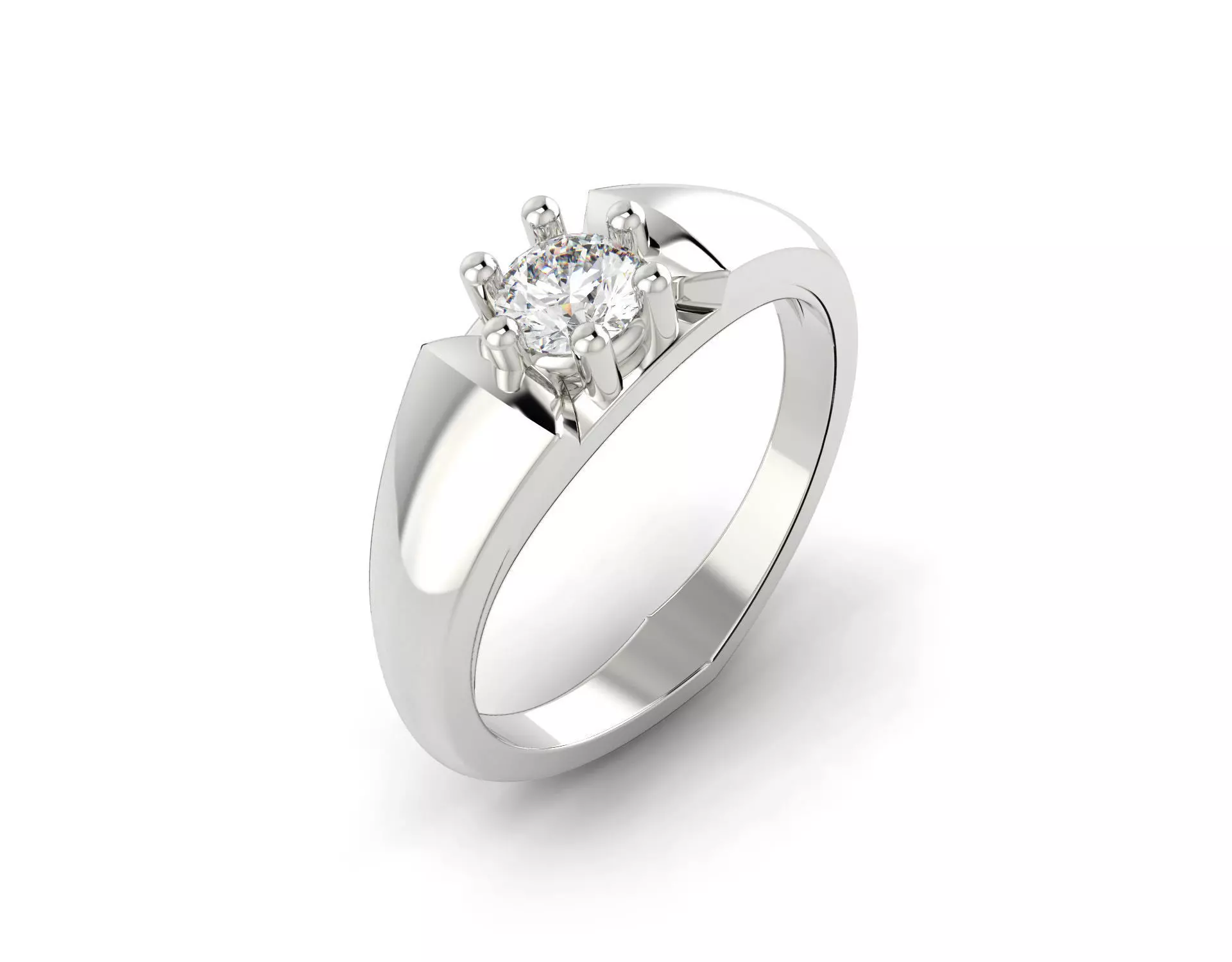 D-1105 solitaire diamond engagement ring gold 3D print model_0