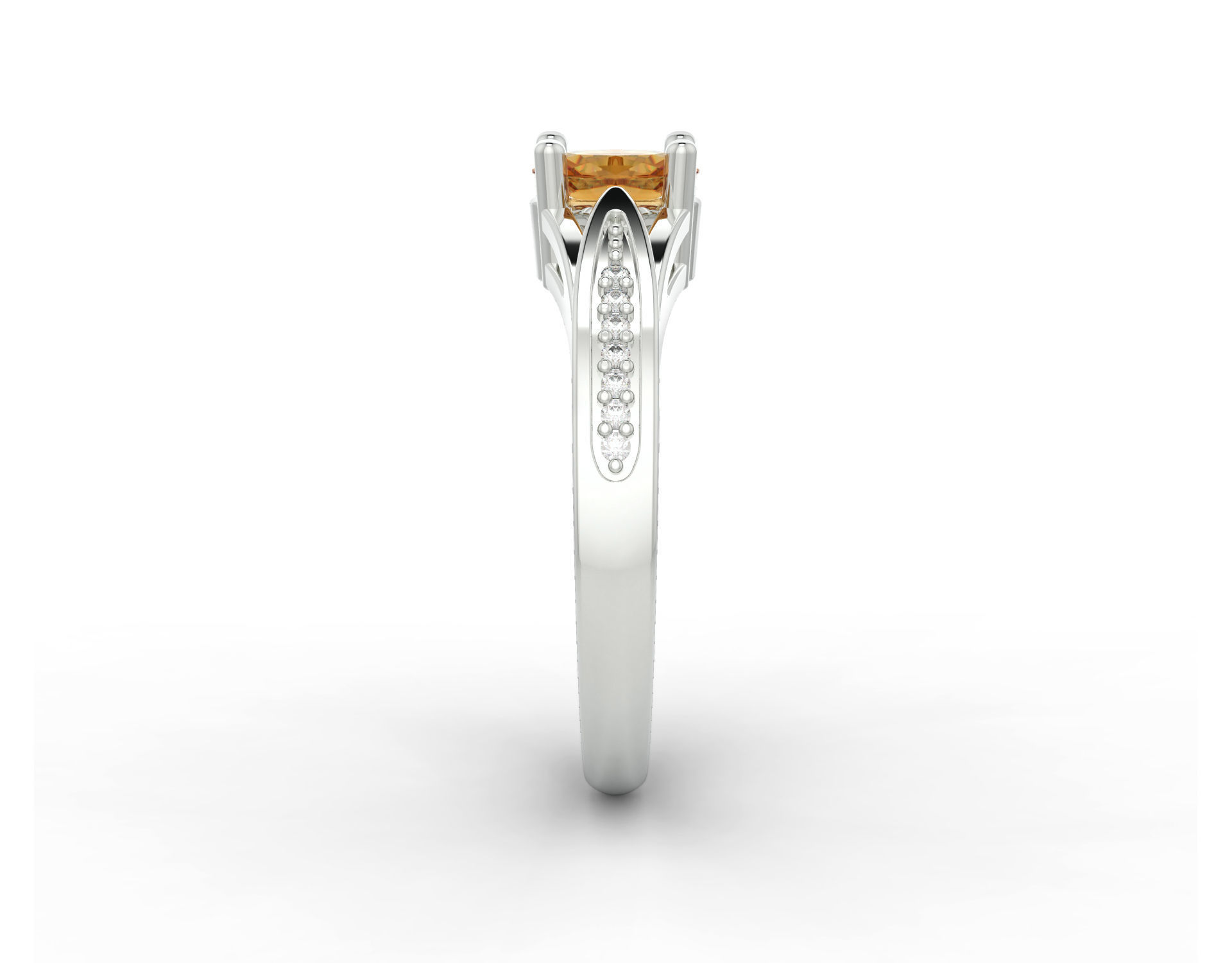 D-1621 orange sapphire and diamond engagement ring 3D print model_3