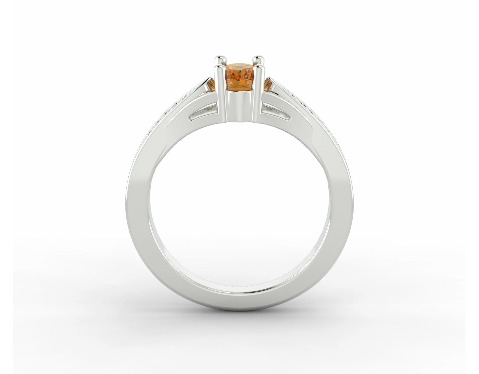 D-1621 orange sapphire and diamond engagement ring 3D print model_2