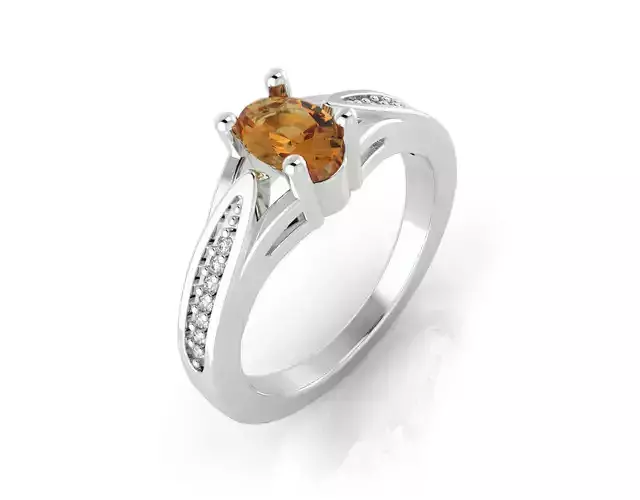 D-1621 orange sapphire and diamond engagement ring