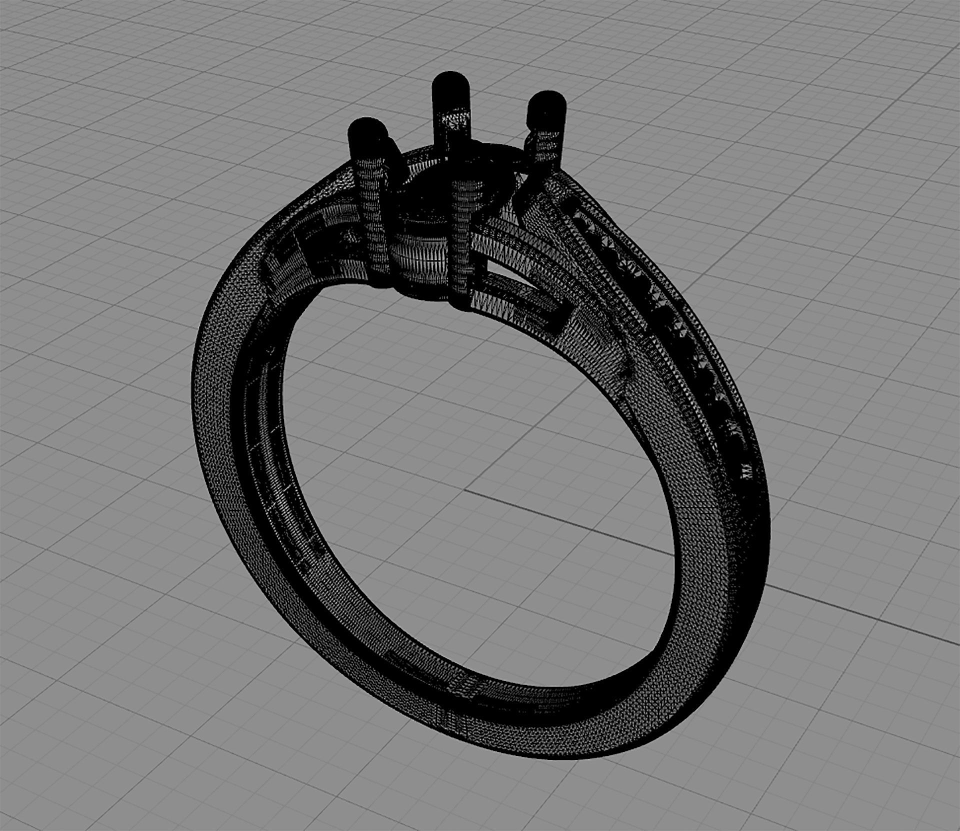 D-1621 orange sapphire and diamond engagement ring 3D print model_5