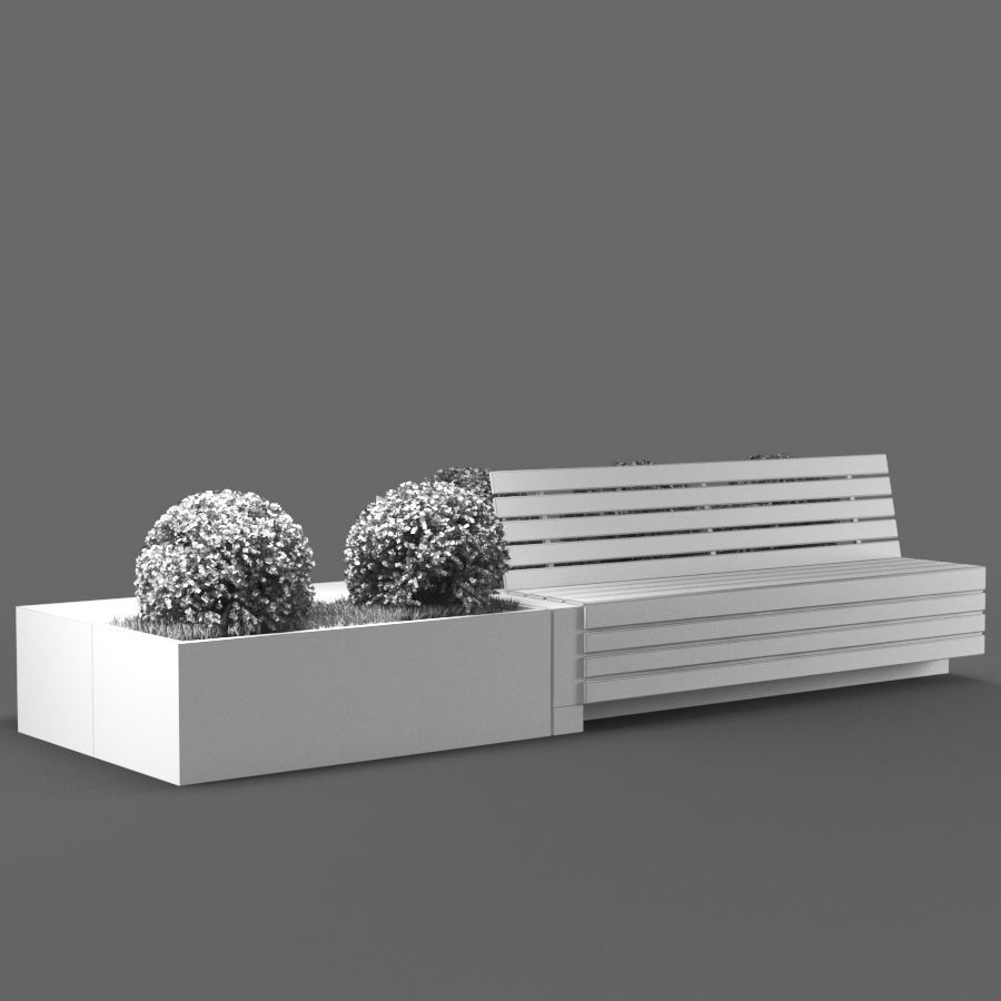 bench939 wooden bench with plants in it 3D model_3