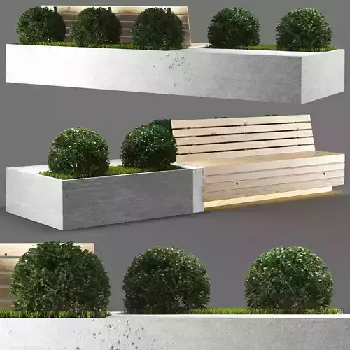 bench939 wooden bench with plants in it 3D model