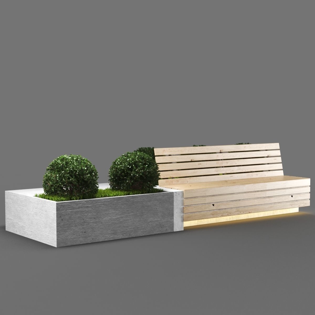 bench939 wooden bench with plants in it 3D model_1