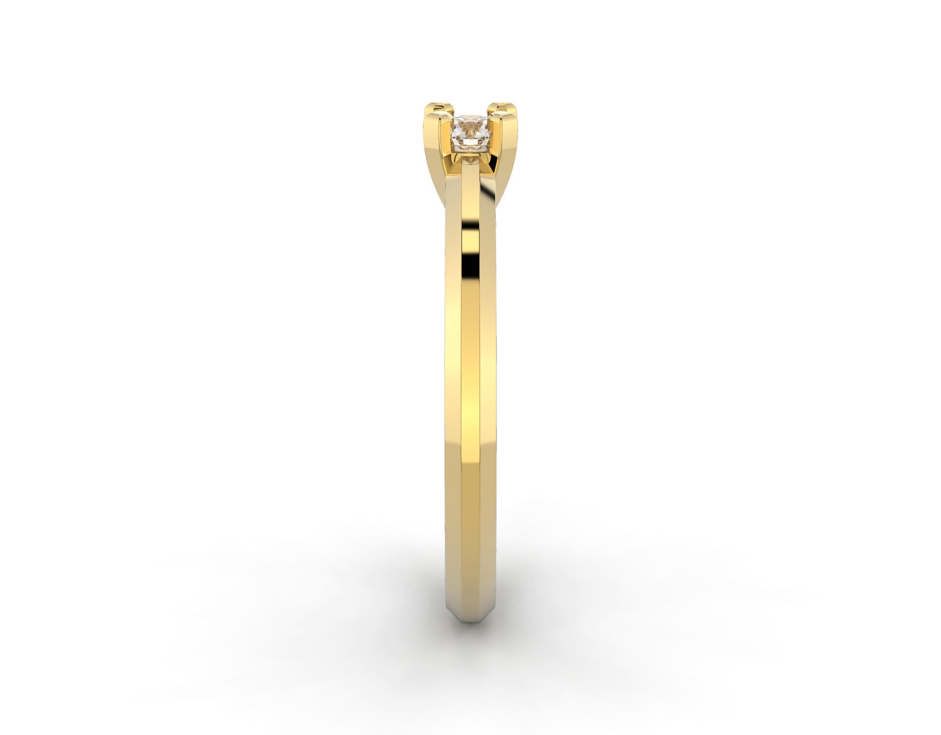 D-1693 diamond engagement ring gold 3D print model_3