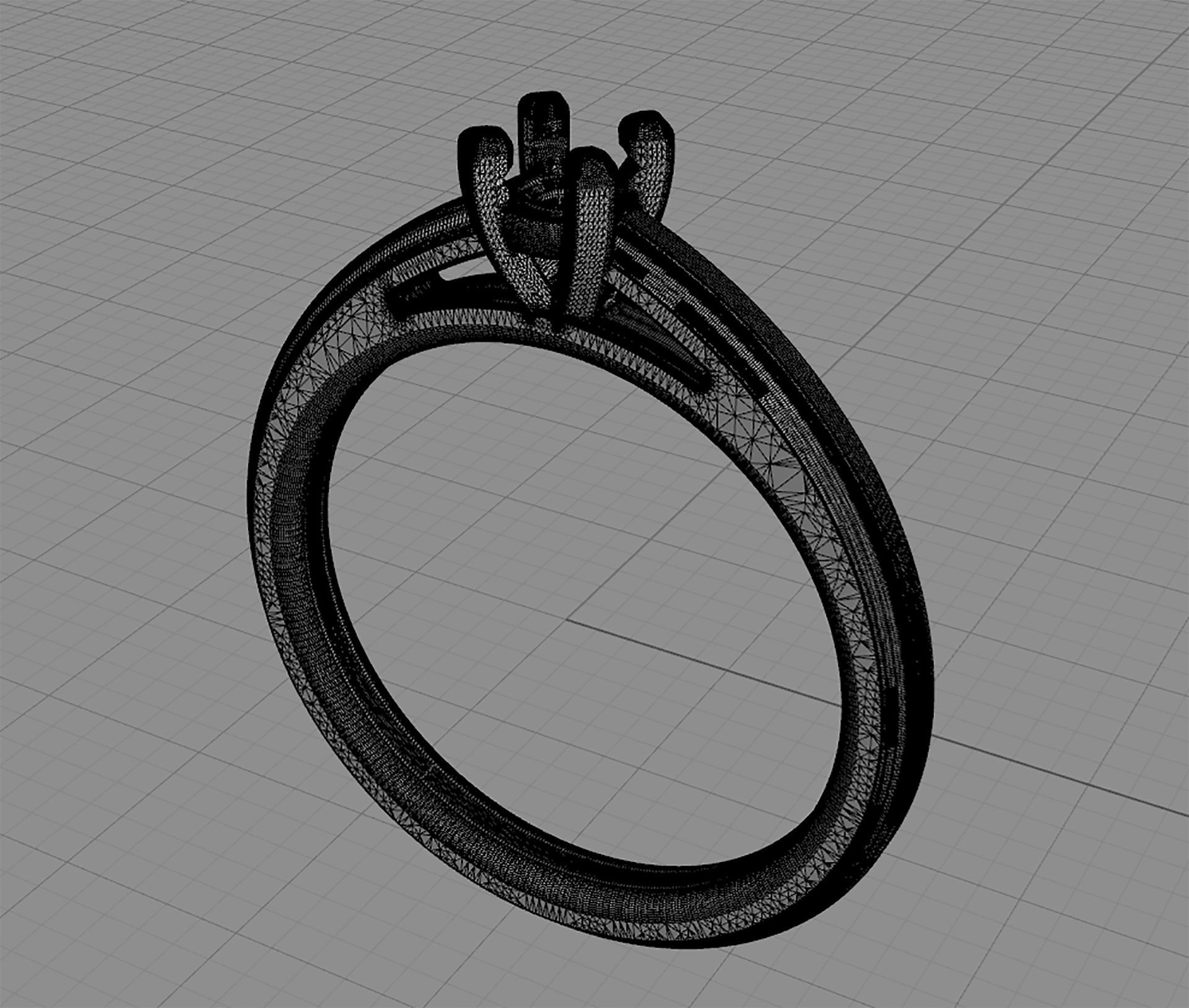 D-1693 diamond engagement ring gold 3D print model_5