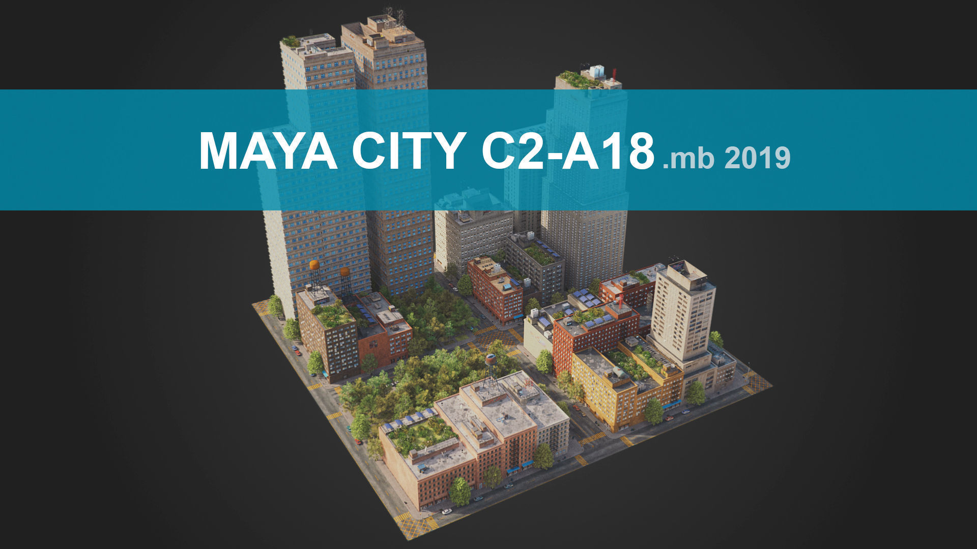 City District C2-A18 MAYA Low-poly 3D model_0