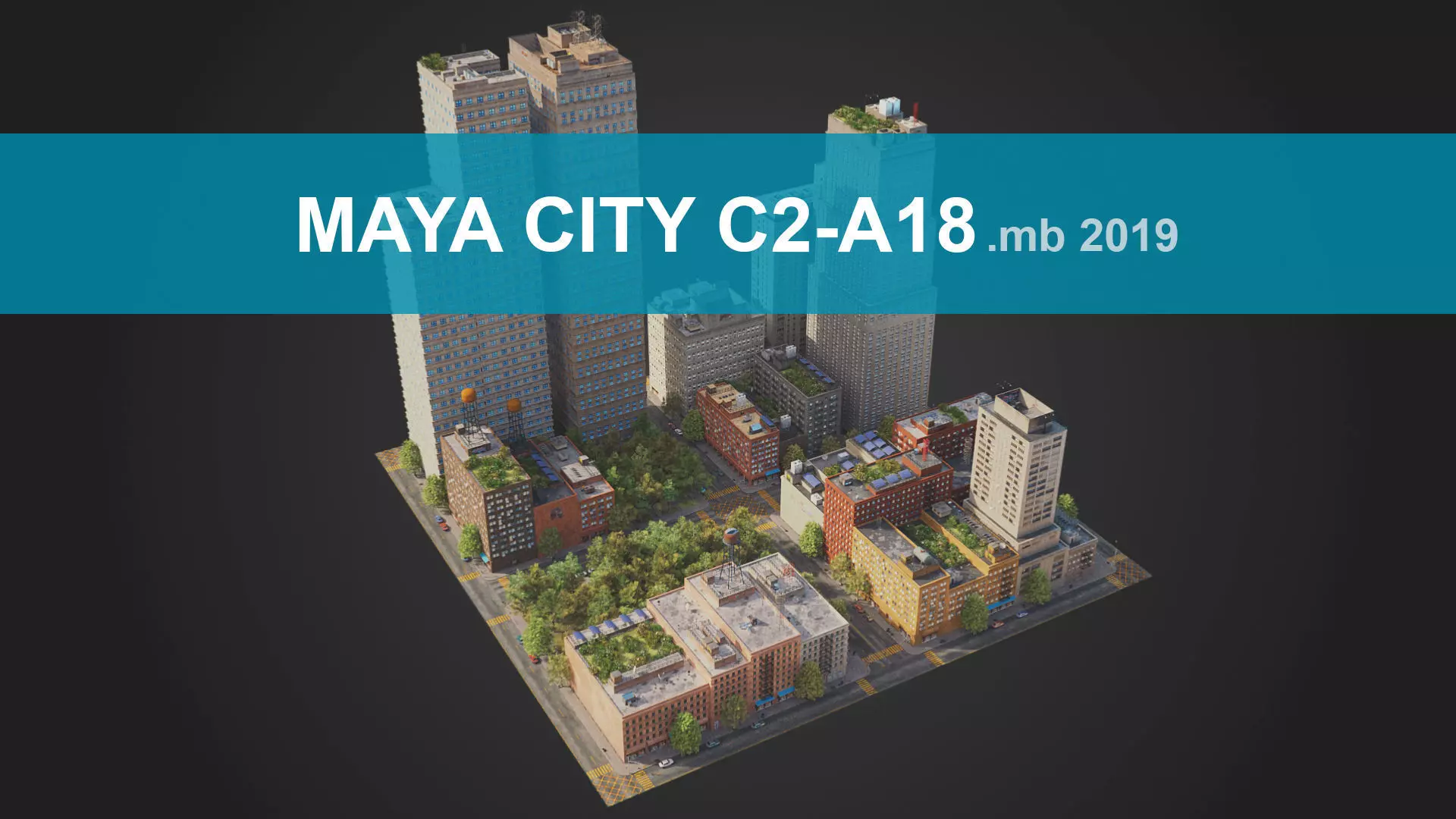 City District C2-A18 MAYA Low-poly 3D model_0