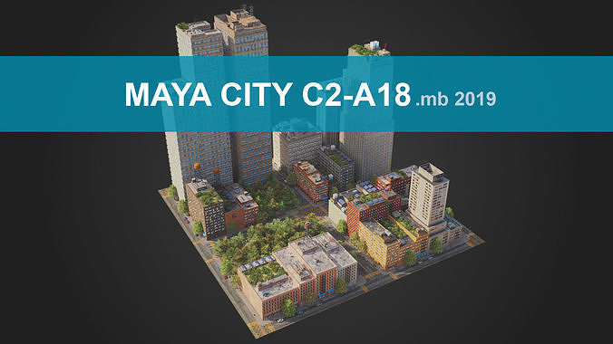 City District C2-A18 MAYA Low-poly 3D model