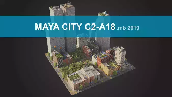 City District C2-A18 MAYA Low-poly 3D model