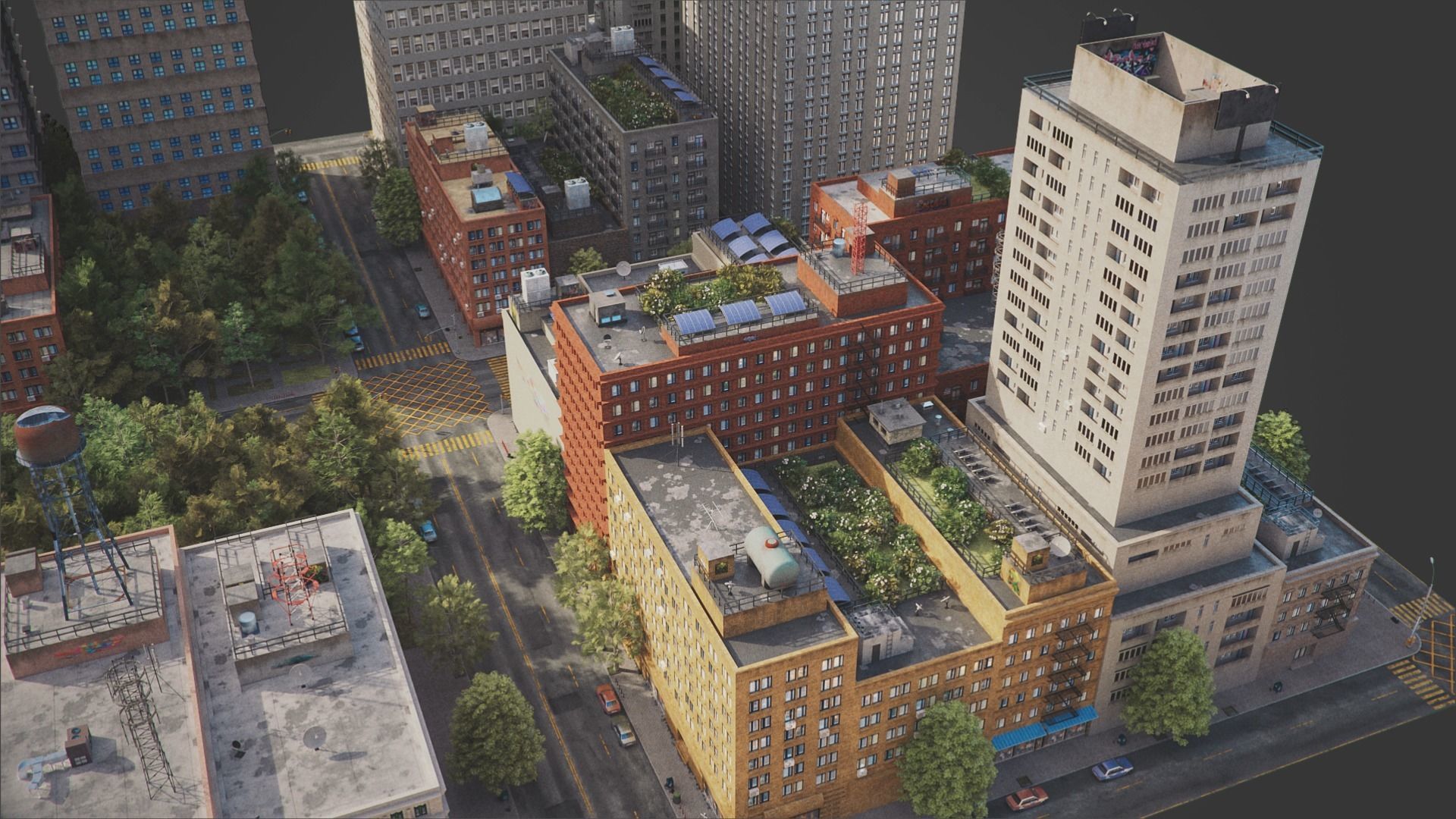 City District C2-A18 MAYA Low-poly 3D model_9