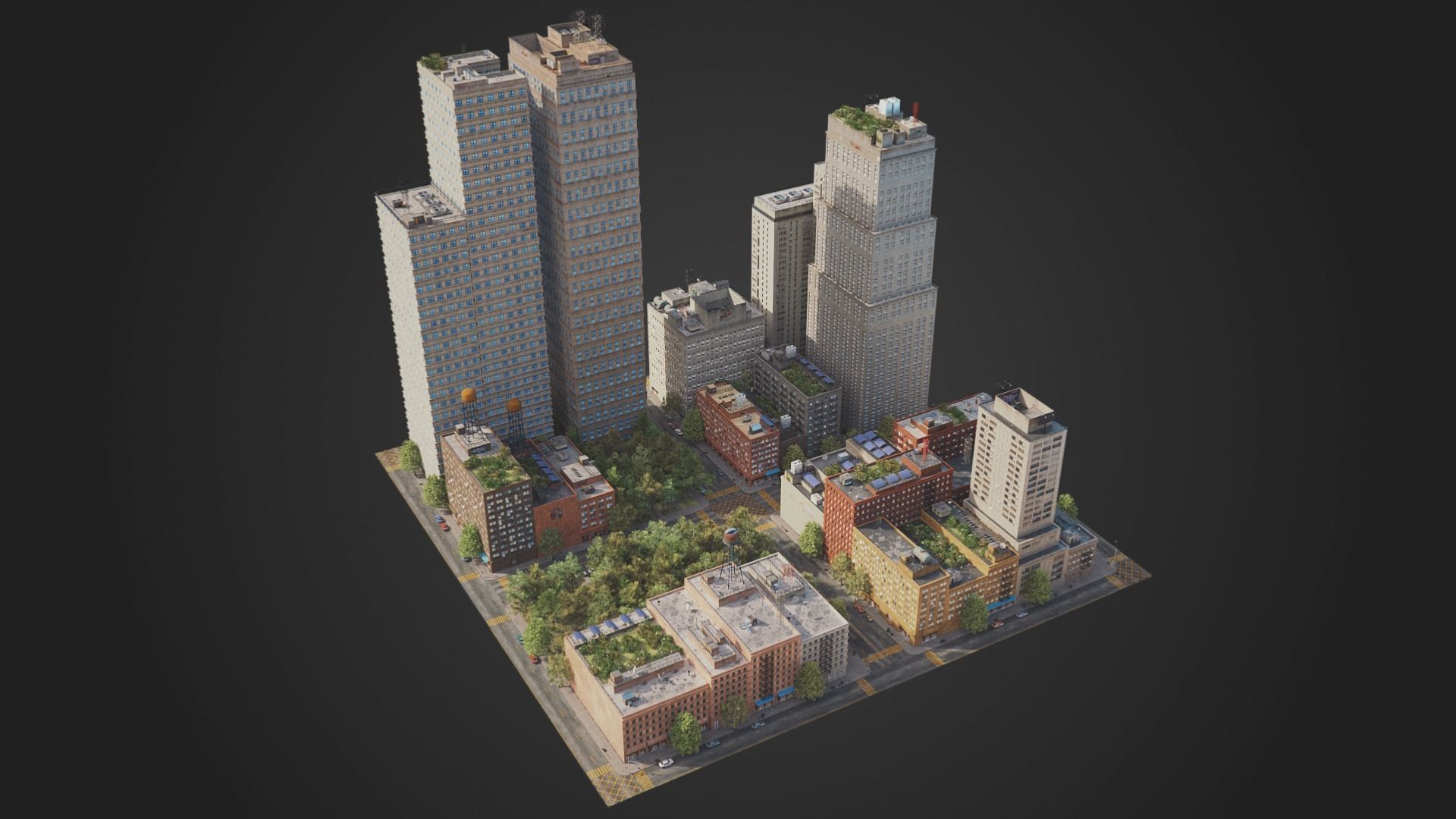 City District C2-A18 MAYA Low-poly 3D model_2