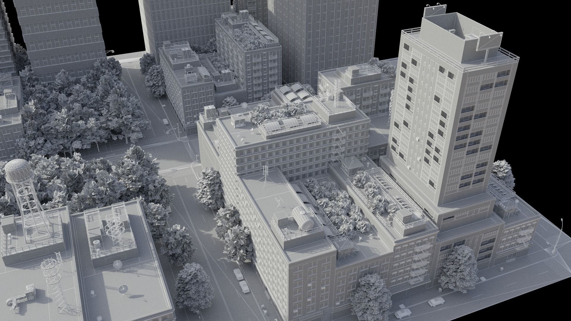 City District C2-A18 MAYA Low-poly 3D model_25