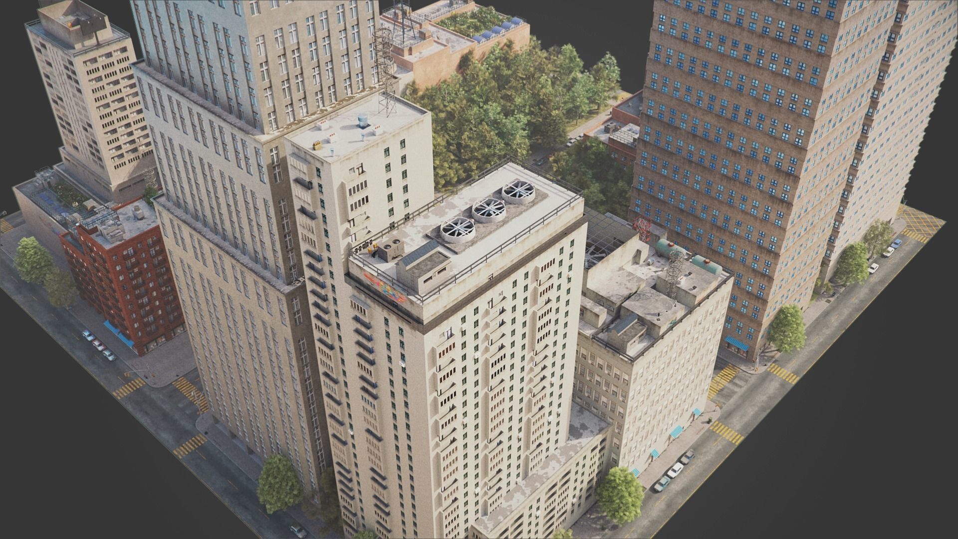 City District C2-A18 MAYA Low-poly 3D model_10