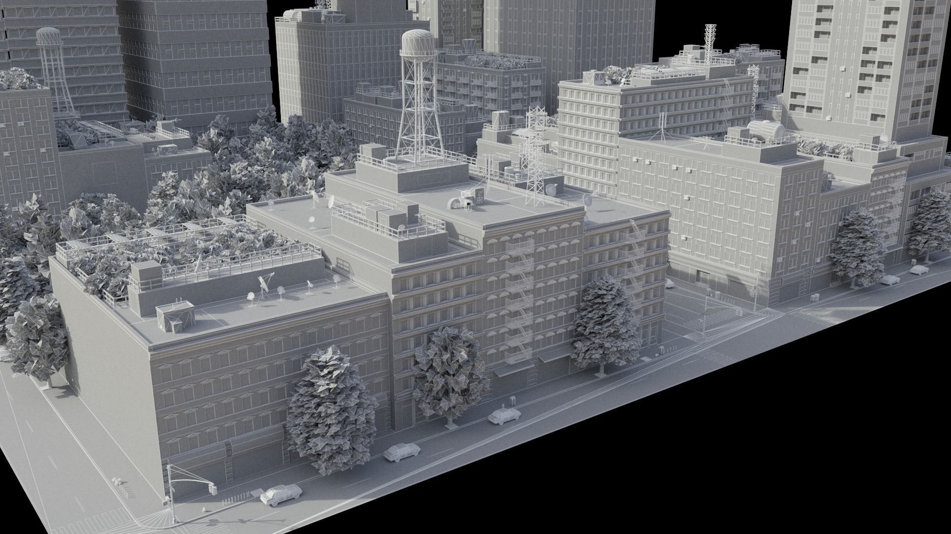 City District C2-A18 MAYA Low-poly 3D model_30