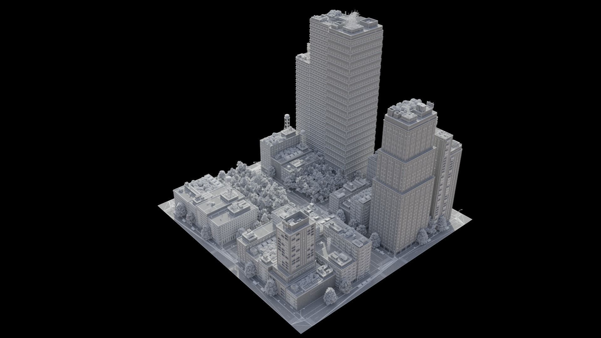 City District C2-A18 MAYA Low-poly 3D model_16