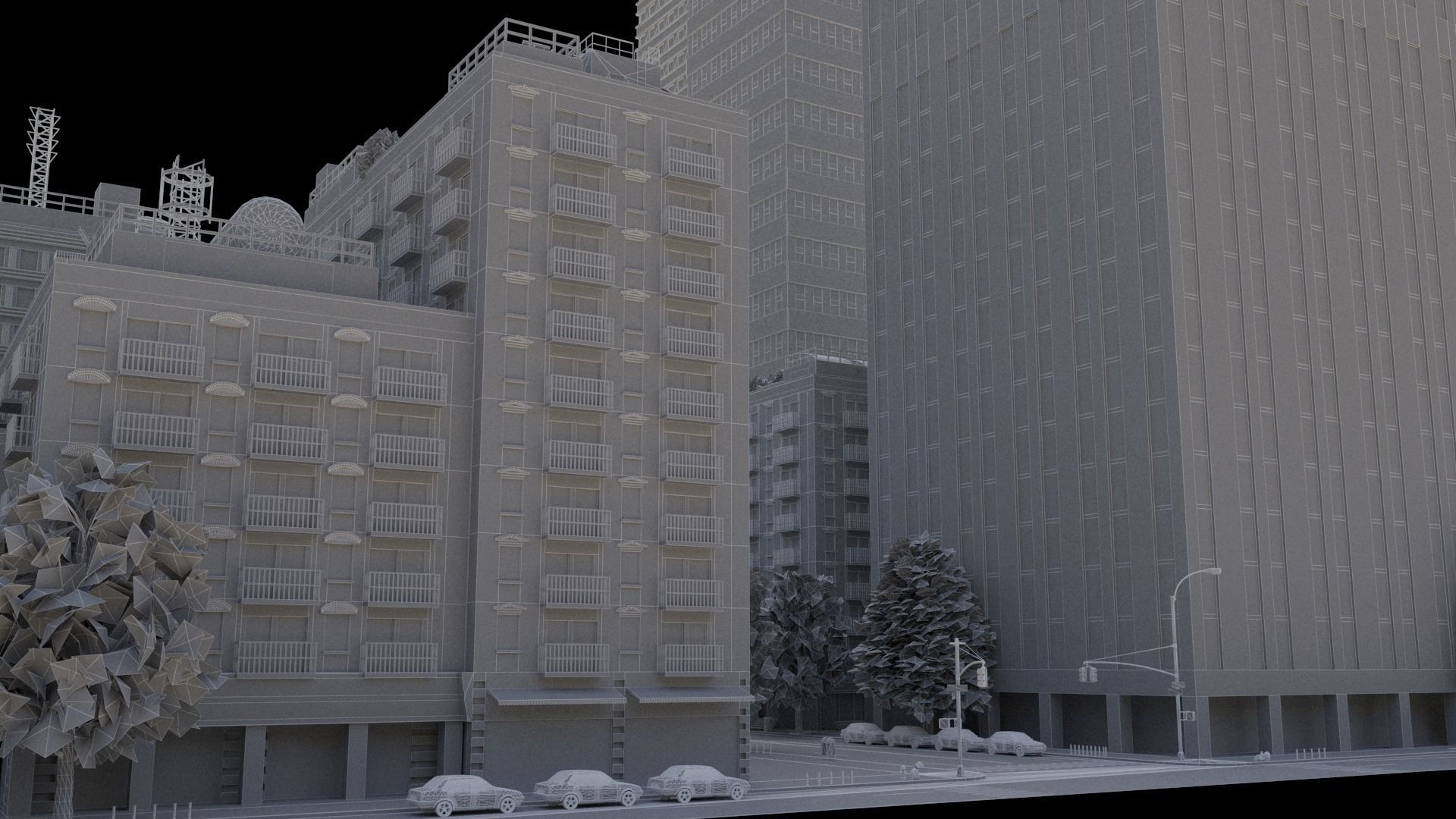 City District C2-A18 MAYA Low-poly 3D model_28