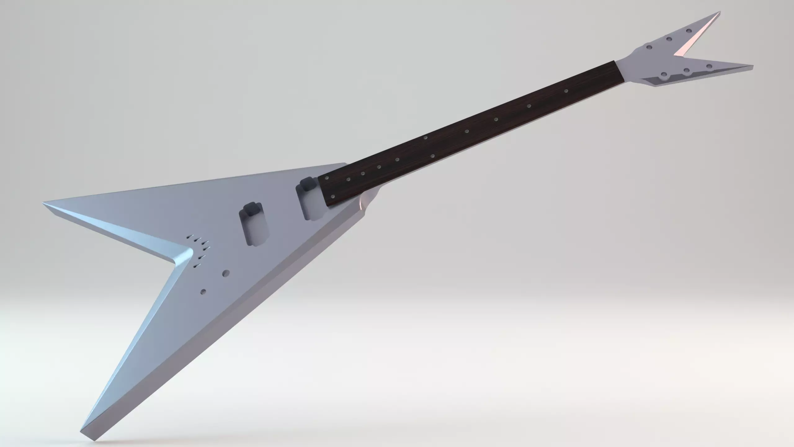 CNC Ready V guitar original design - 2 headstock options 3D print model_0