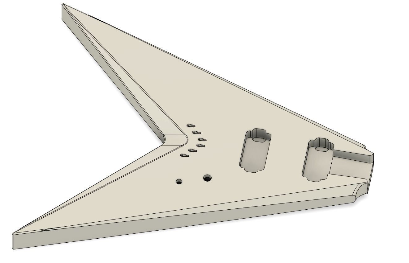 CNC Ready V guitar original design - 2 headstock options 3D print model_15