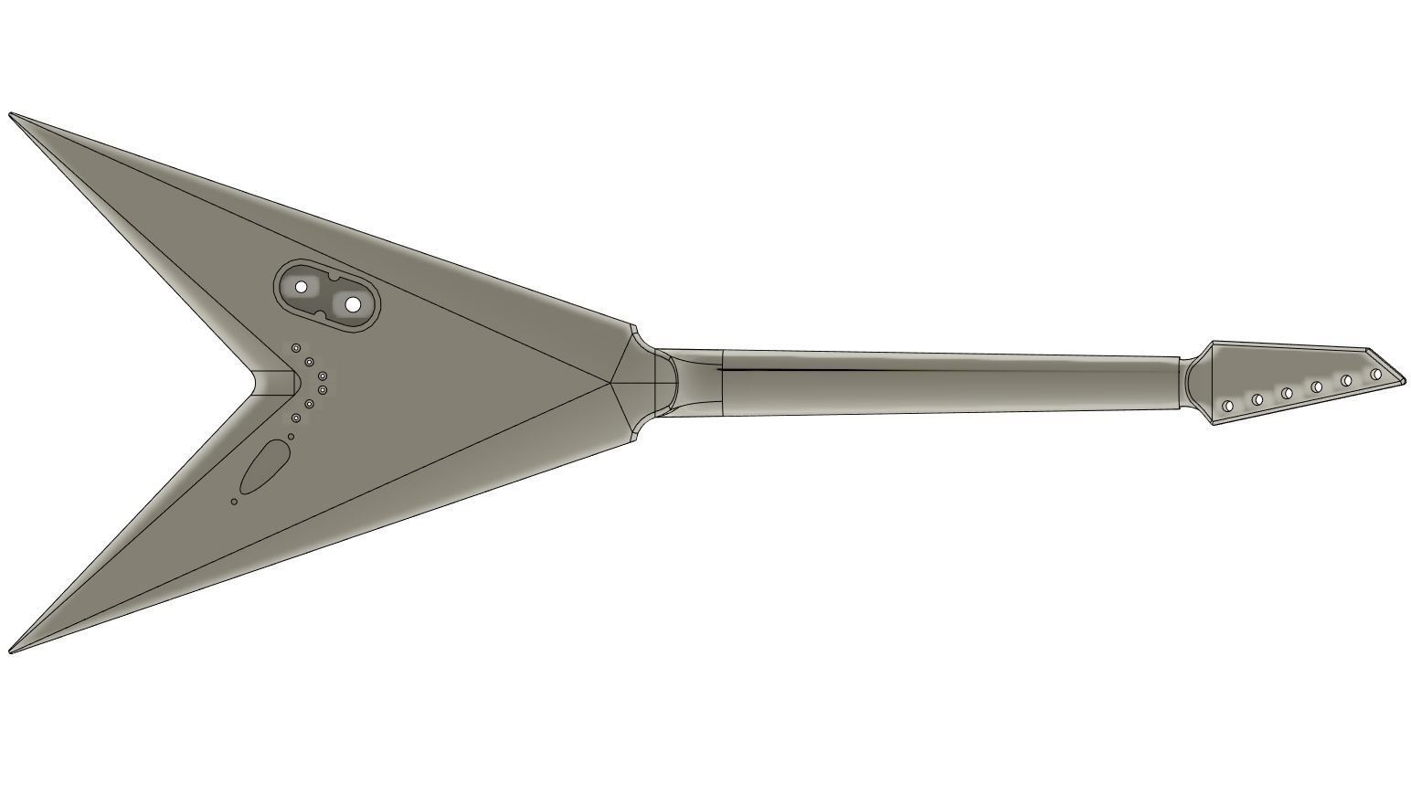 CNC Ready V guitar original design - 2 headstock options 3D print model_12