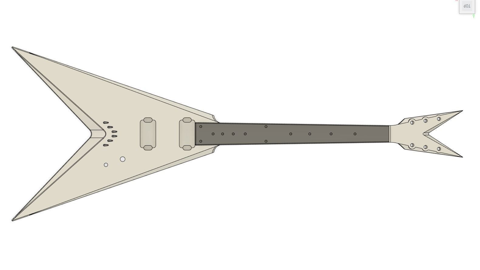 CNC Ready V guitar original design - 2 headstock options 3D print model_10