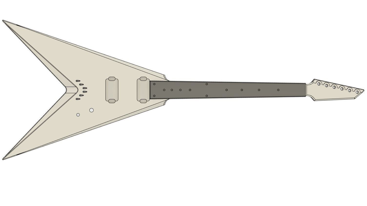 CNC Ready V guitar original design - 2 headstock options 3D print model_9
