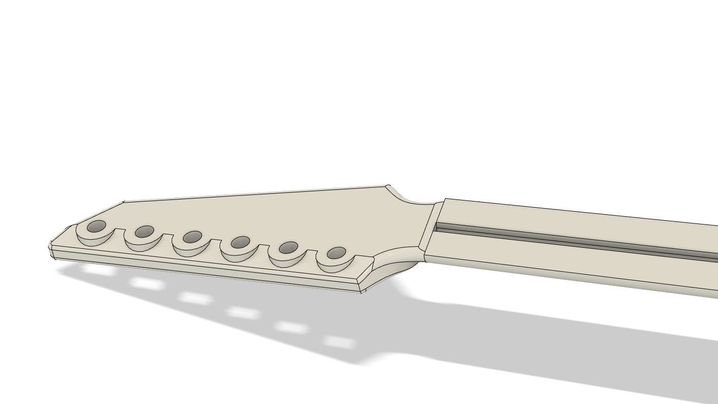 CNC Ready V guitar original design - 2 headstock options 3D print model_19