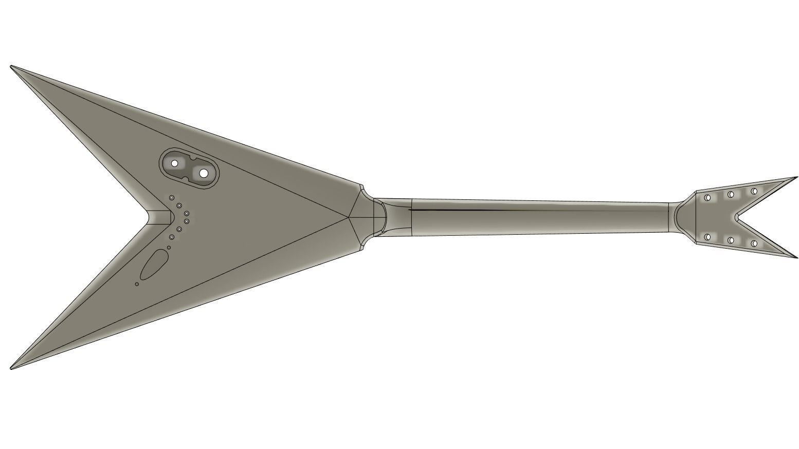 CNC Ready V guitar original design - 2 headstock options 3D print model_11