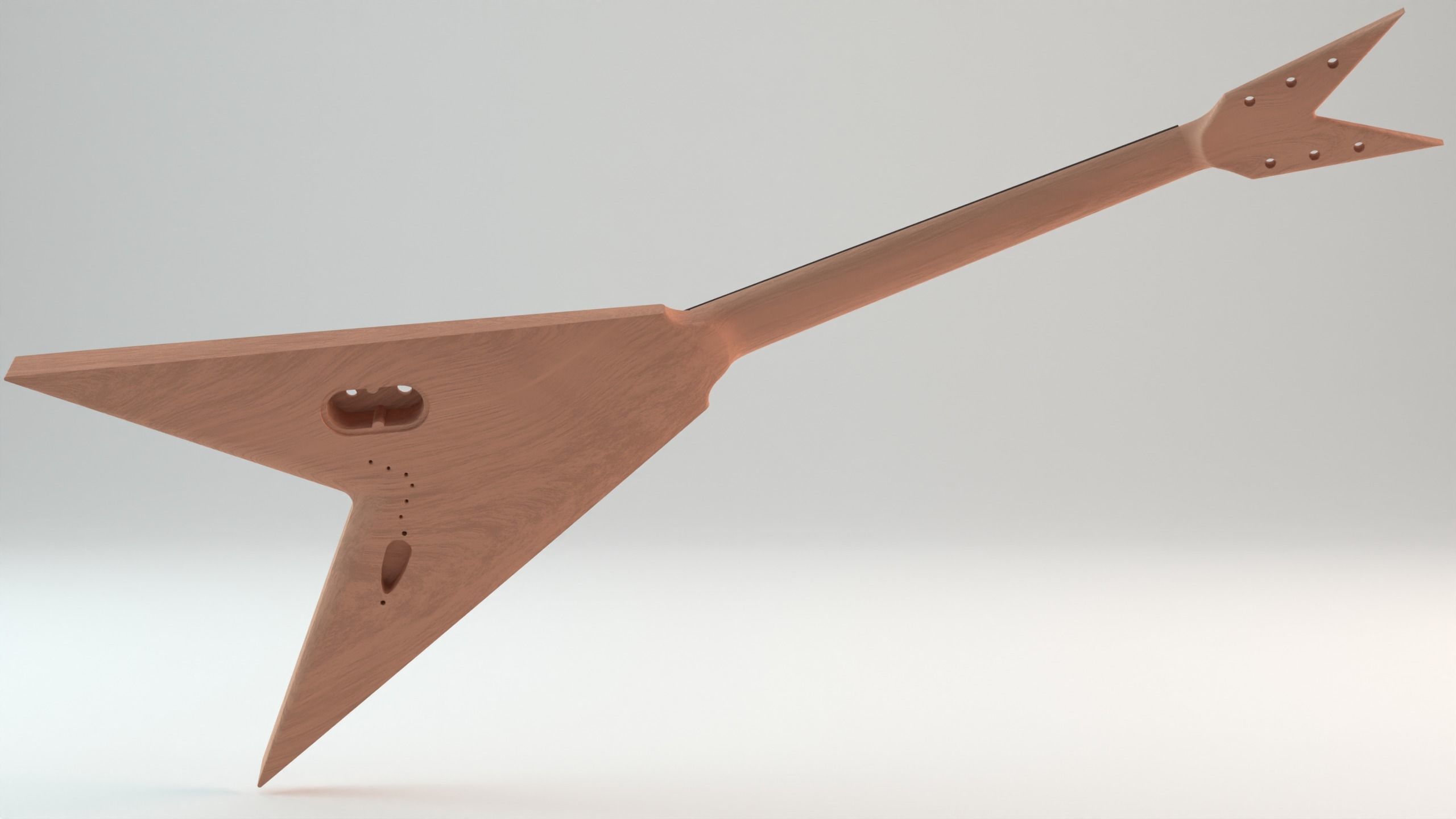 CNC Ready V guitar original design - 2 headstock options 3D print model_7