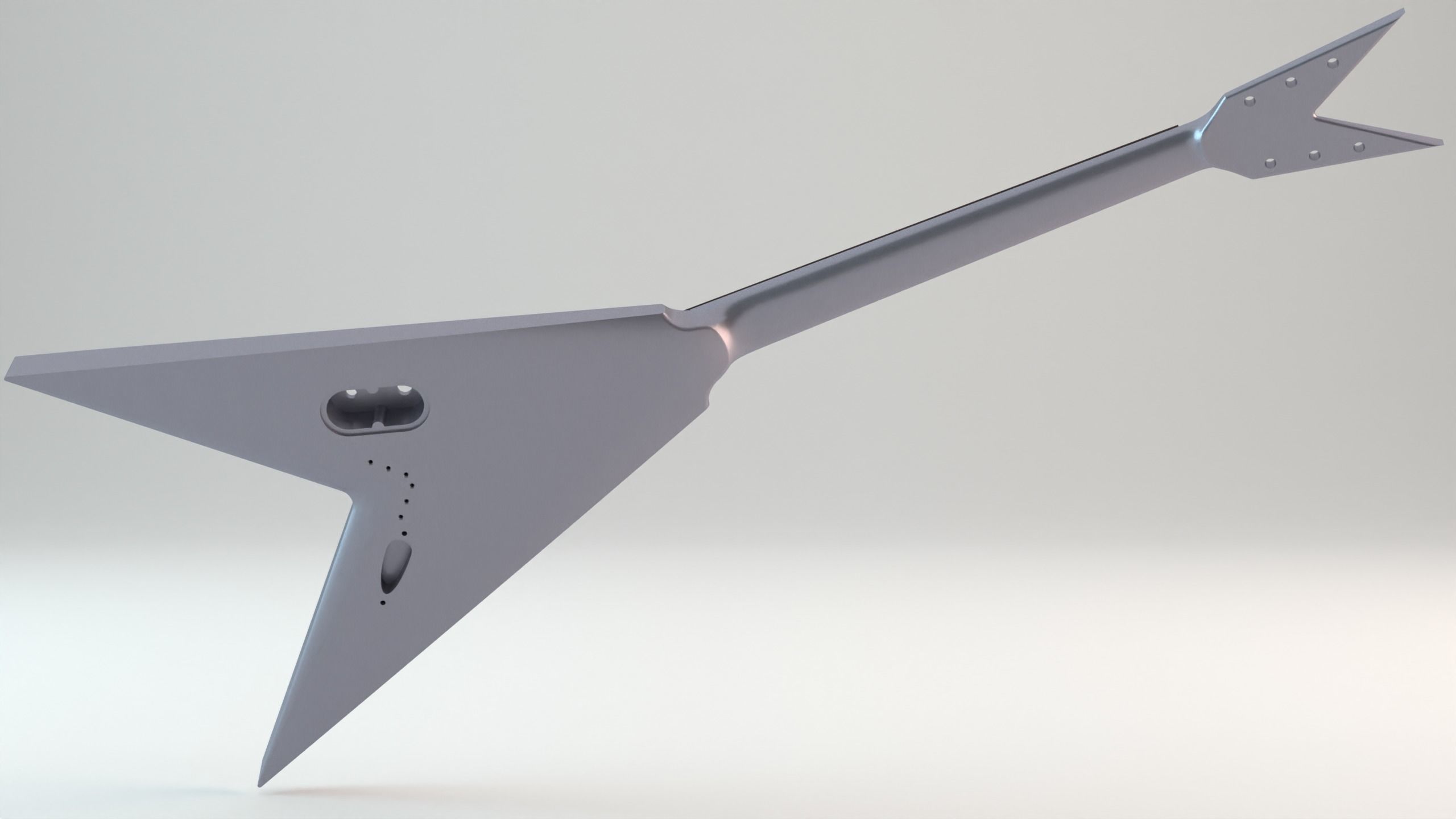 CNC Ready V guitar original design - 2 headstock options 3D print model_3