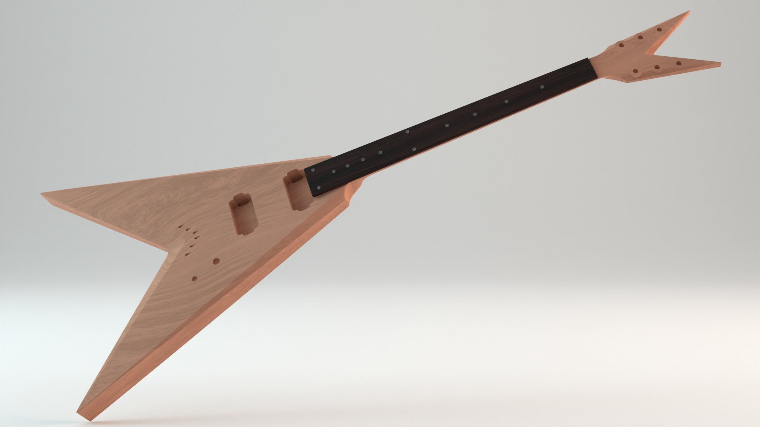 CNC Ready V guitar original design - 2 headstock options 3D print model_5