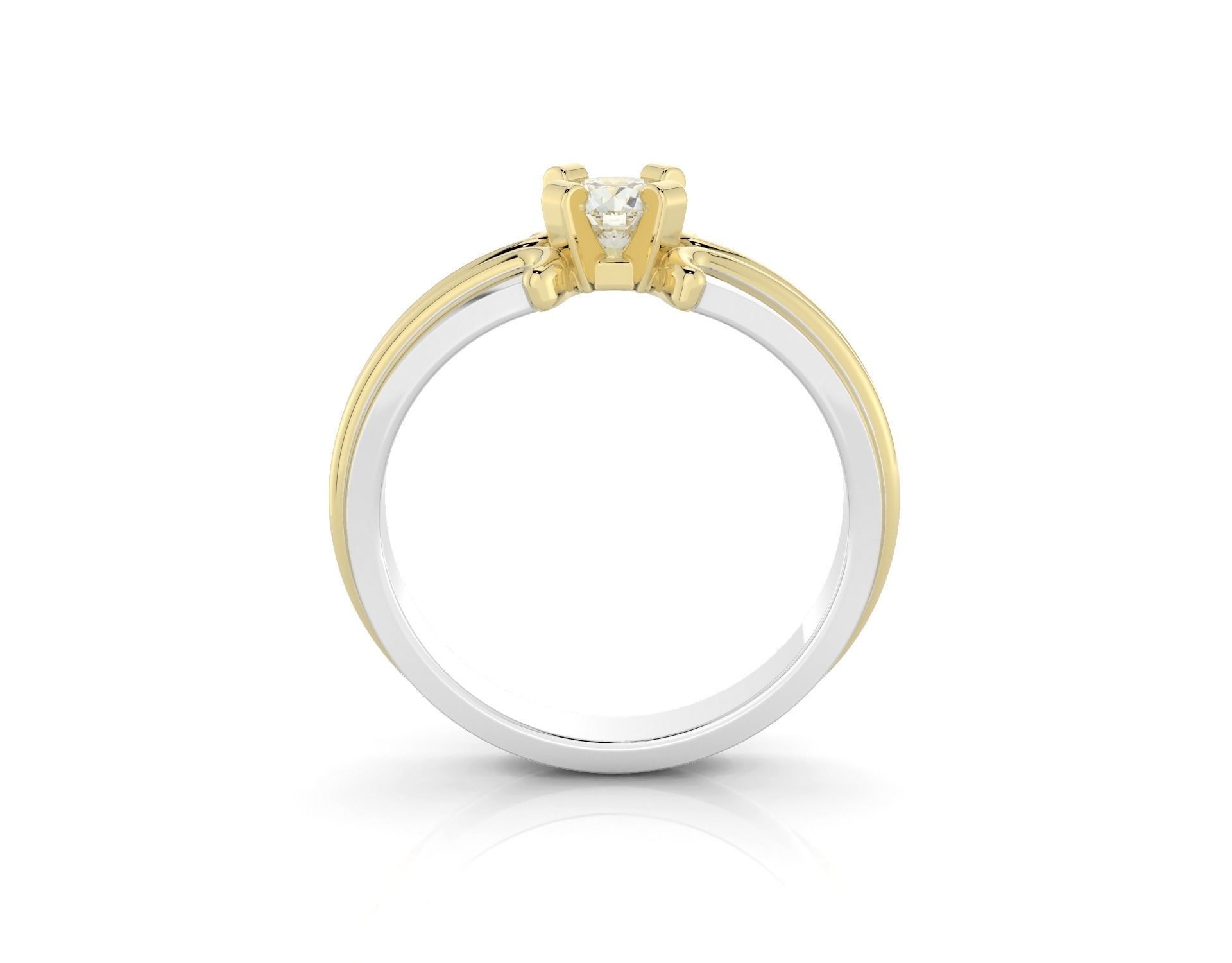 D-1739 diamond engagement ring gold and gold 3D print model_2