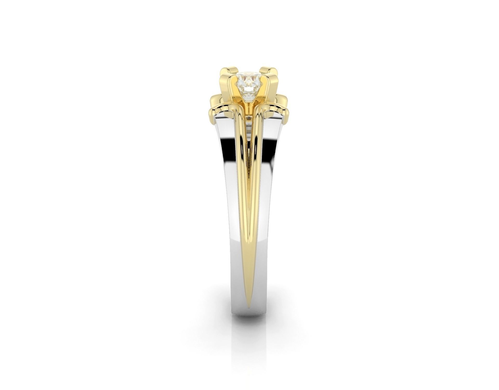 D-1739 diamond engagement ring gold and gold 3D print model_3