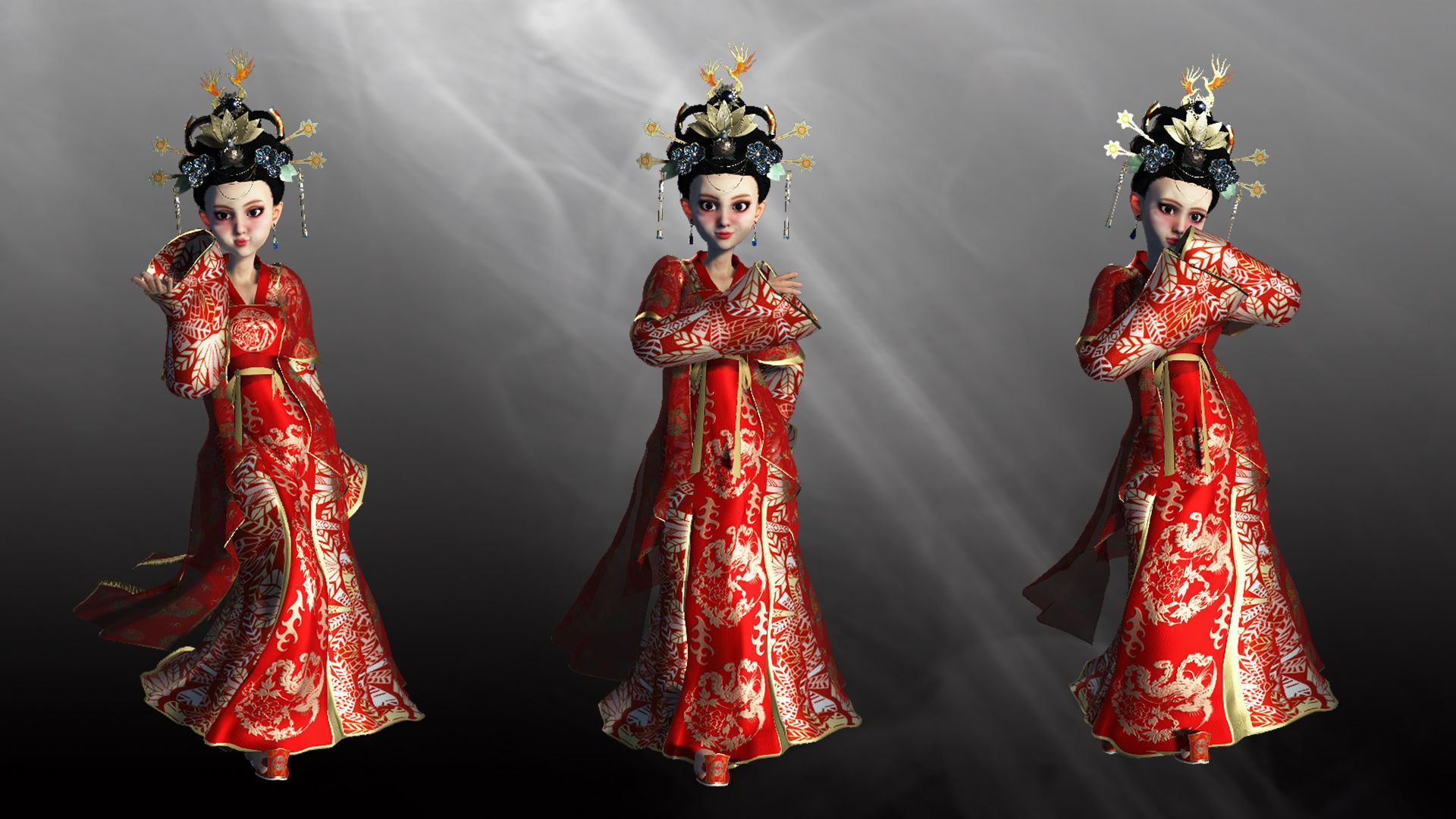 Character Creator - Cartoon Asian Queen Low-poly 3D model_2